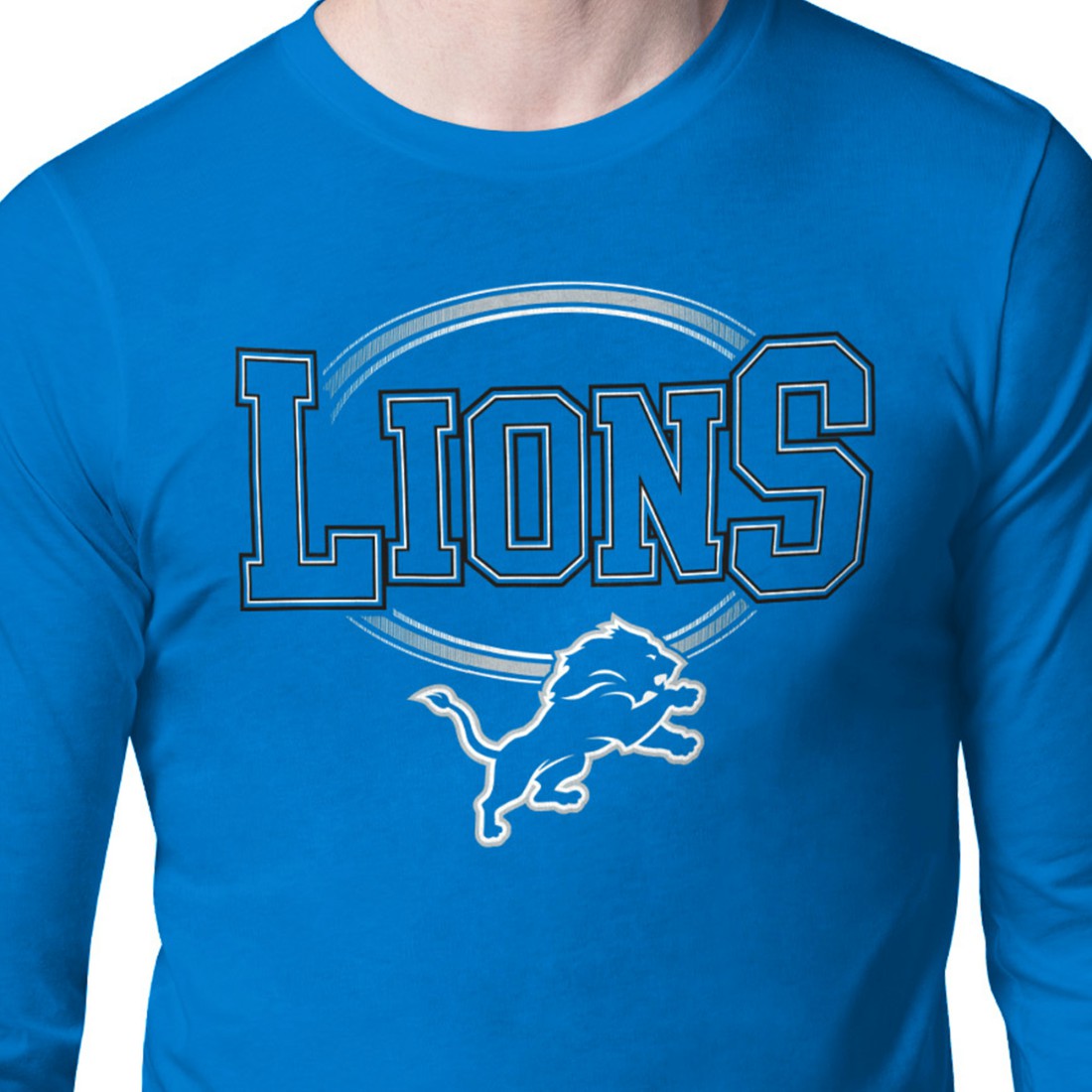 Detroit Lions Starter Team Track Graphic Long Sleeve T-Shirt - Blue - NFL