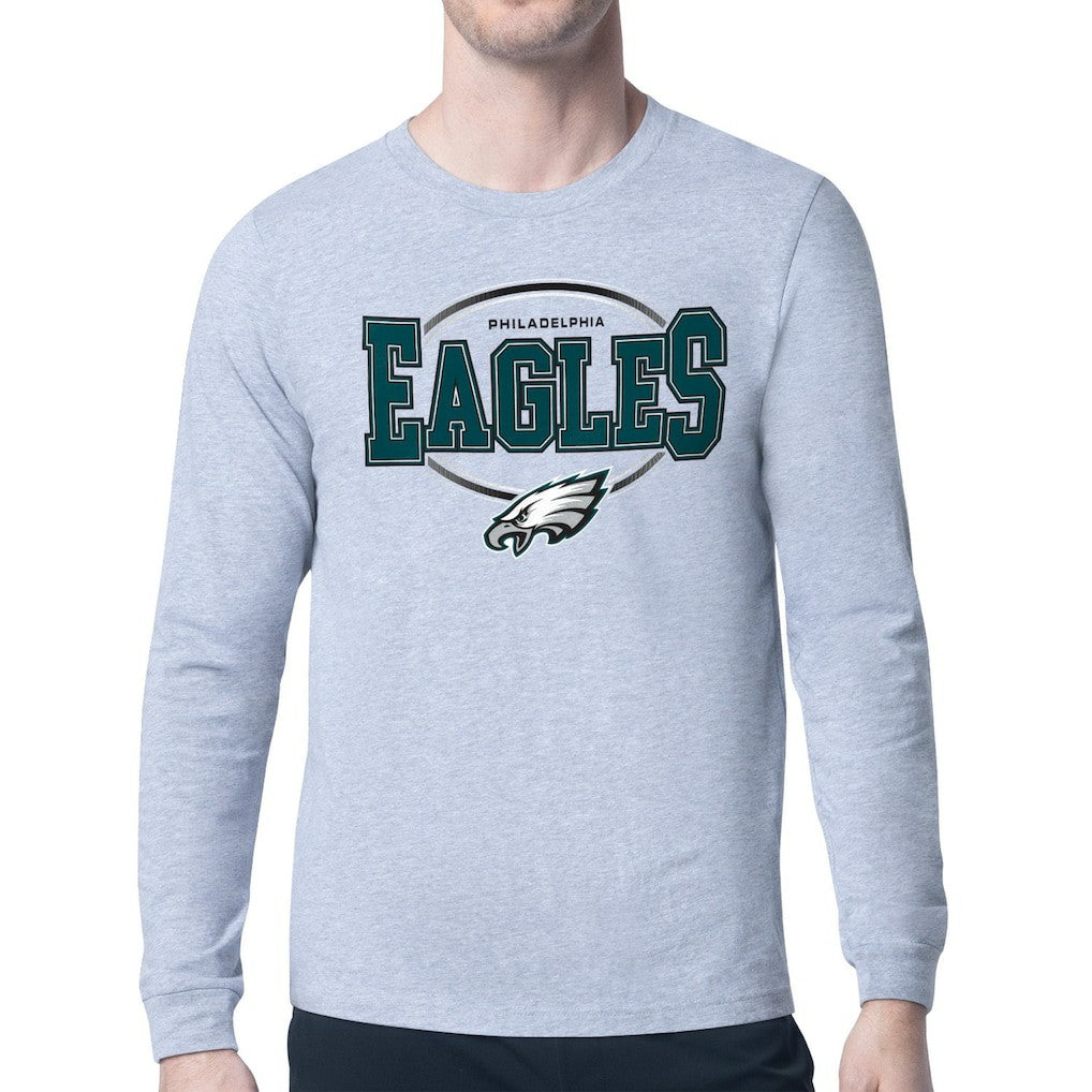 Philadelphia Eagles Starter Team Track Graphic Long Sleeve T-Shirt - Heather Gray - NFL