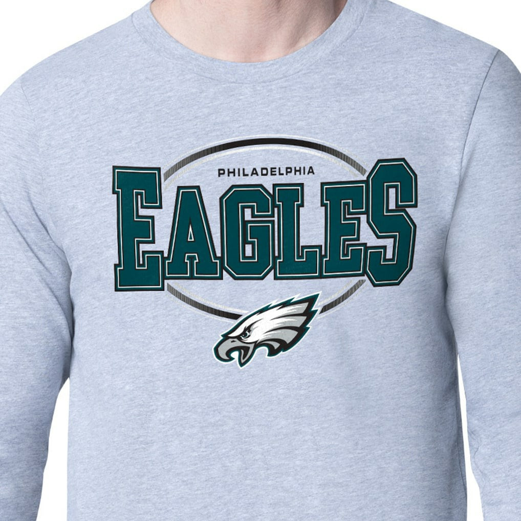 Philadelphia Eagles Starter Team Track Graphic Long Sleeve T-Shirt - Heather Gray - NFL