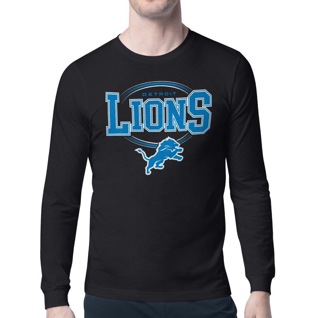 Detroit Lions Starter Team Track Graphic Long Sleeve T-Shirt - Black - NFL