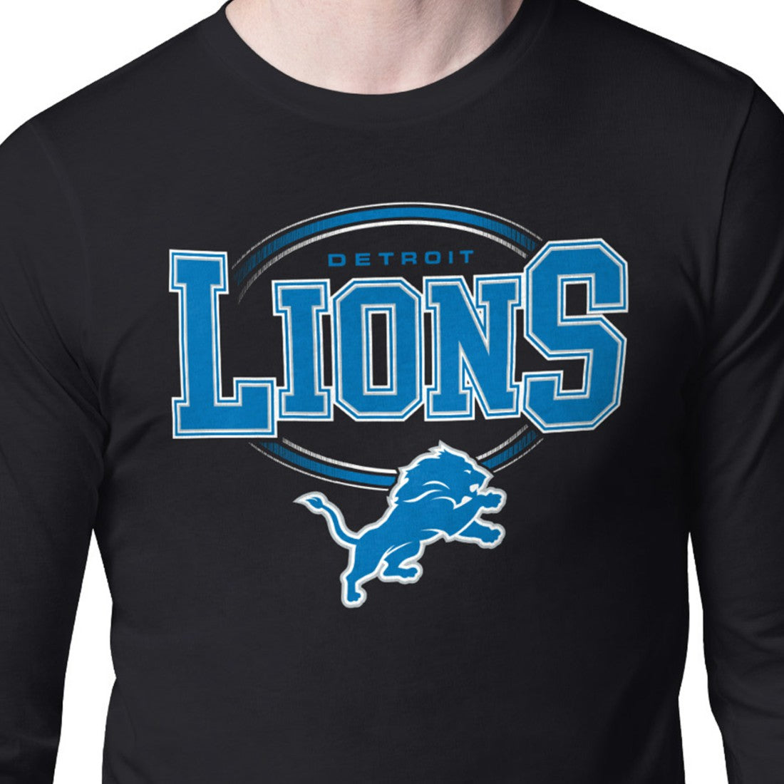 Detroit Lions Starter Team Track Graphic Long Sleeve T-Shirt - Black - NFL