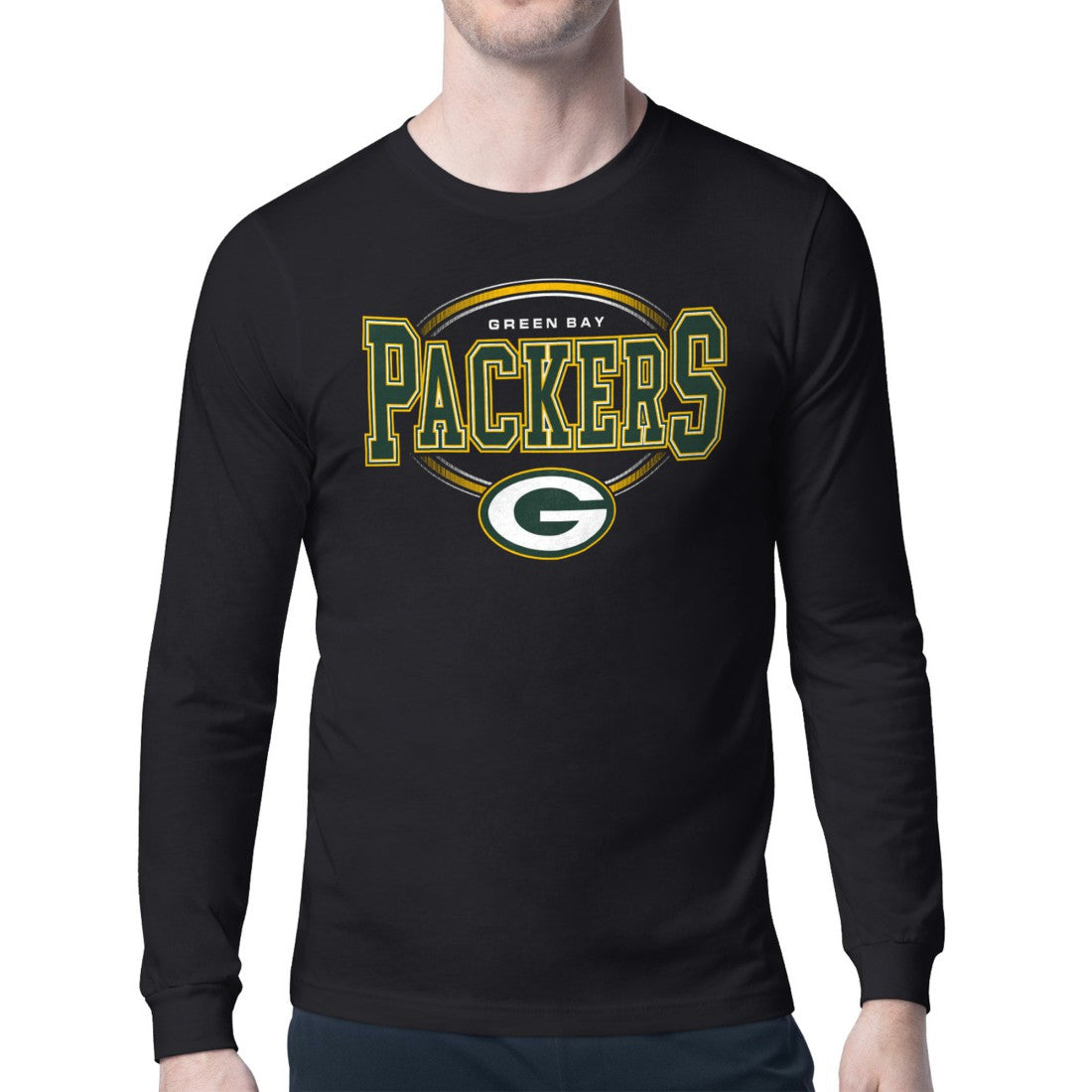 Green Bay Packers Starter Team Track Graphic Long Sleeve T-Shirt - Black - NFL