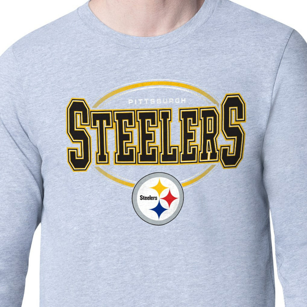 Pittsburgh Steelers Starter Team Track Graphic Long Sleeve T-Shirt - Heather Gray - NFL