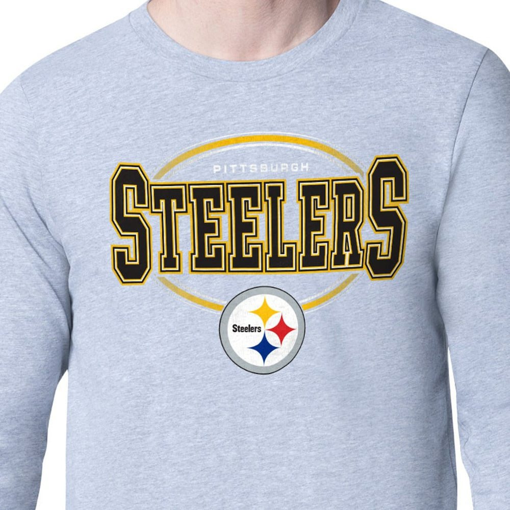 Pittsburgh Steelers Starter Team Track Graphic Long Sleeve T-Shirt - Heather Gray - NFL