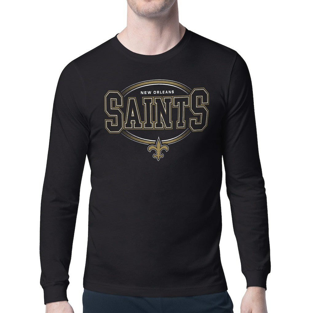 New Orleans Saints Starter Team Track Graphic Long Sleeve T-Shirt - Black - NFL