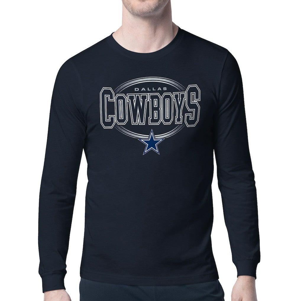 Dallas Cowboys Starter Team Track Graphic Long Sleeve T-Shirt - Navy - NFL