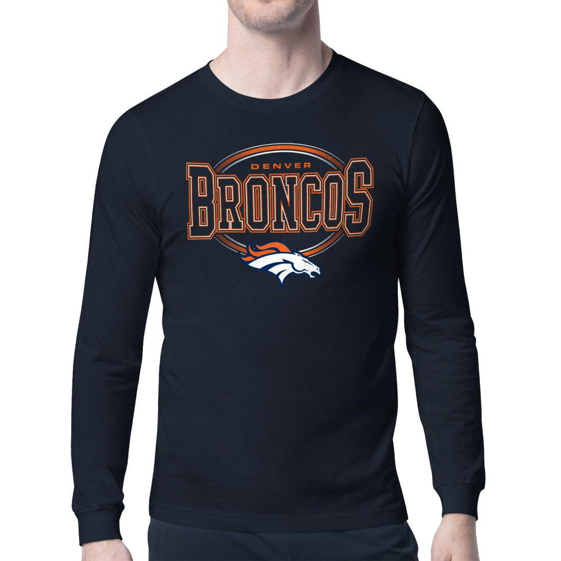 Denver Broncos Starter Team Track Graphic Long Sleeve T-Shirt - Navy - NFL