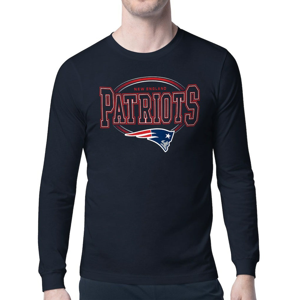 New England Patriots Starter Team Track Graphic Long Sleeve T-Shirt - Navy - NFL