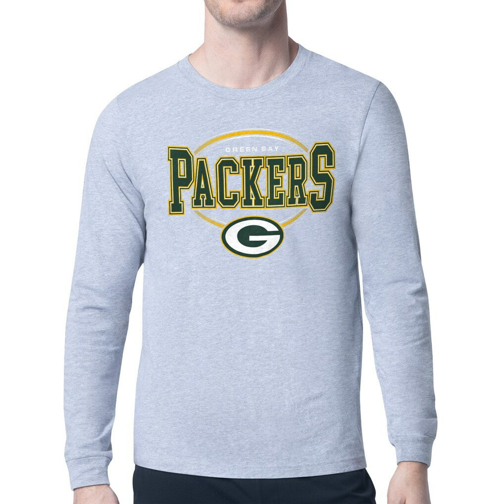 Green Bay Packers Starter Team Track Graphic Long Sleeve T-Shirt - Heather Gray - NFL
