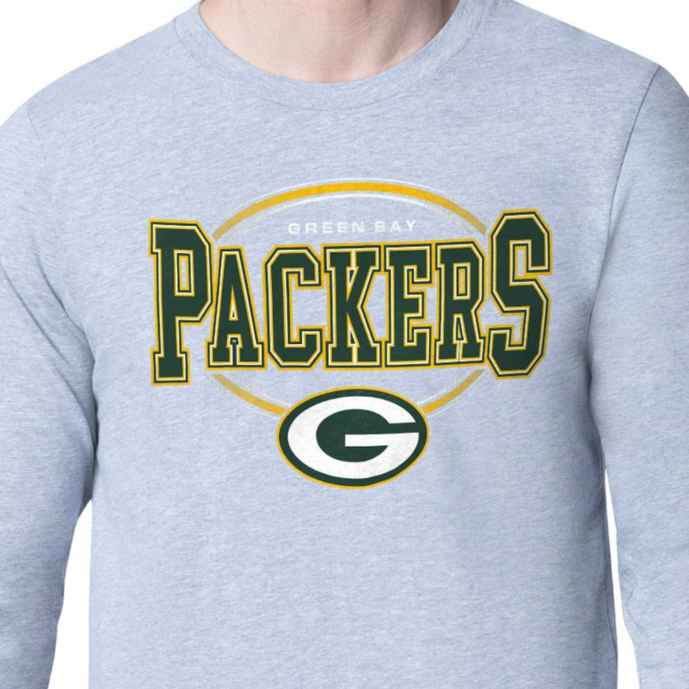 Green Bay Packers Starter Team Track Graphic Long Sleeve T-Shirt - Heather Gray - NFL