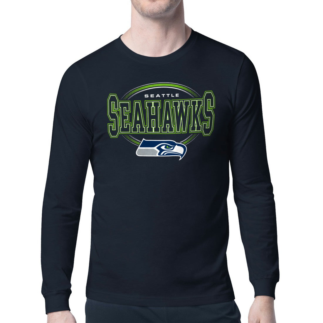 Seattle Seahawks Starter Team Track Graphic Long Sleeve T-Shirt - College Navy - NFL