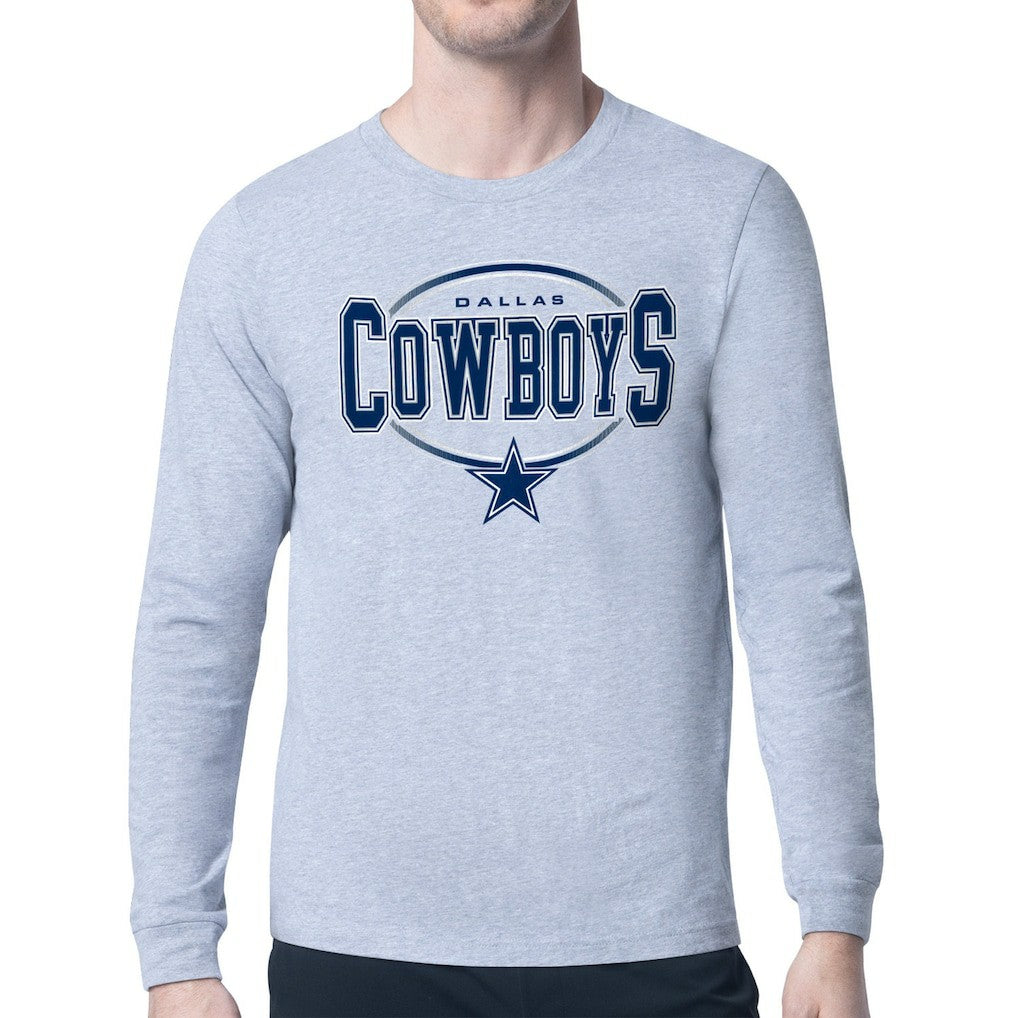Dallas Cowboys Starter Team Track Graphic Long Sleeve T-Shirt - Heather Gray - NFL