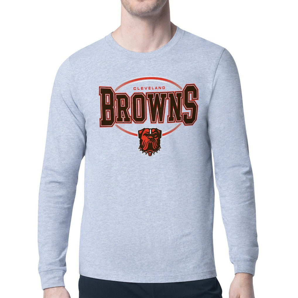 Cleveland Browns Starter Team Track Graphic Long Sleeve T-Shirt - Heather Gray - NFL