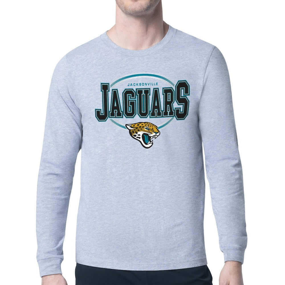 Jacksonville Jaguars Starter Team Track Graphic Long Sleeve T-Shirt - Heather Gray - NFL
