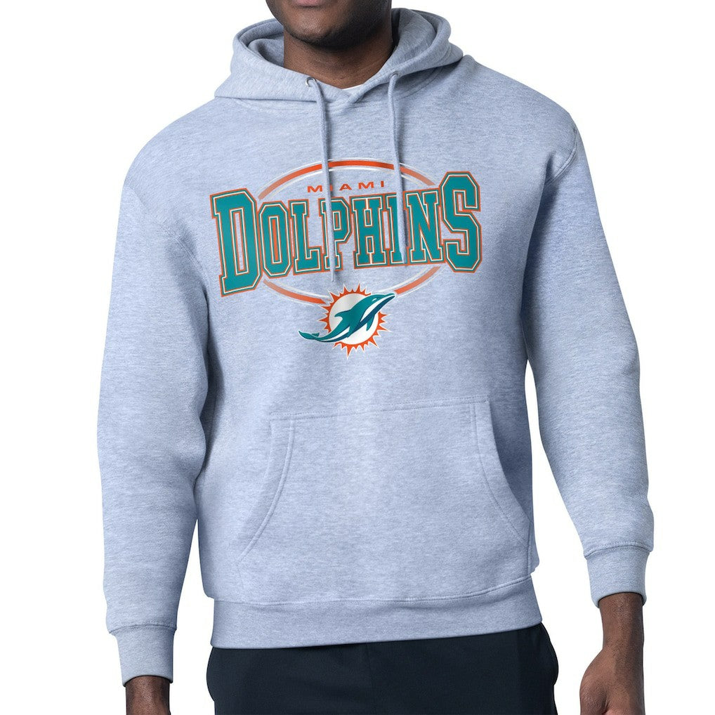 Miami Dolphins Starter Team Track Graphic Pullover Hoodie - Heather Gray - NFL