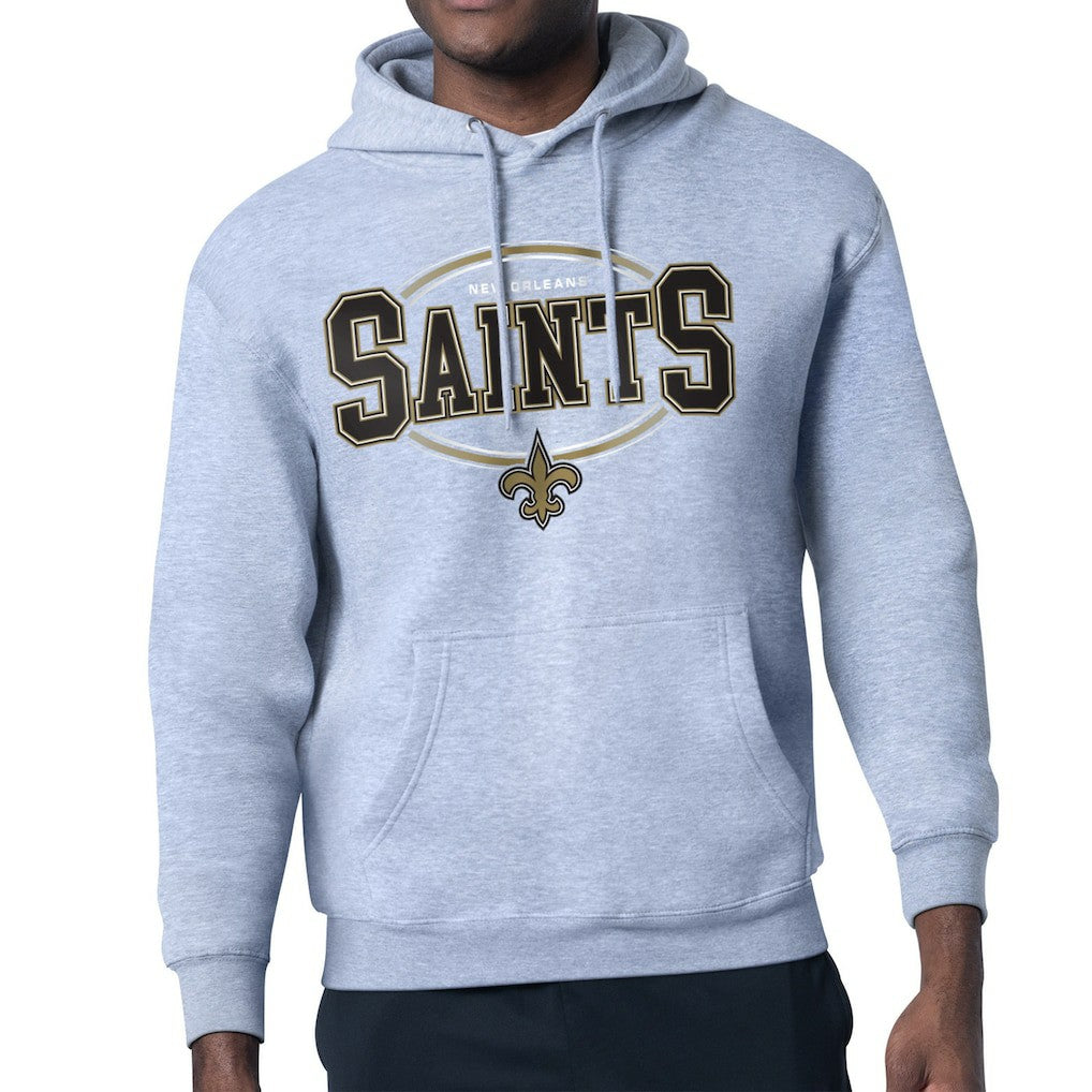 New Orleans Saints Starter Team Track Graphic Pullover Hoodie - Heather Gray - NFL