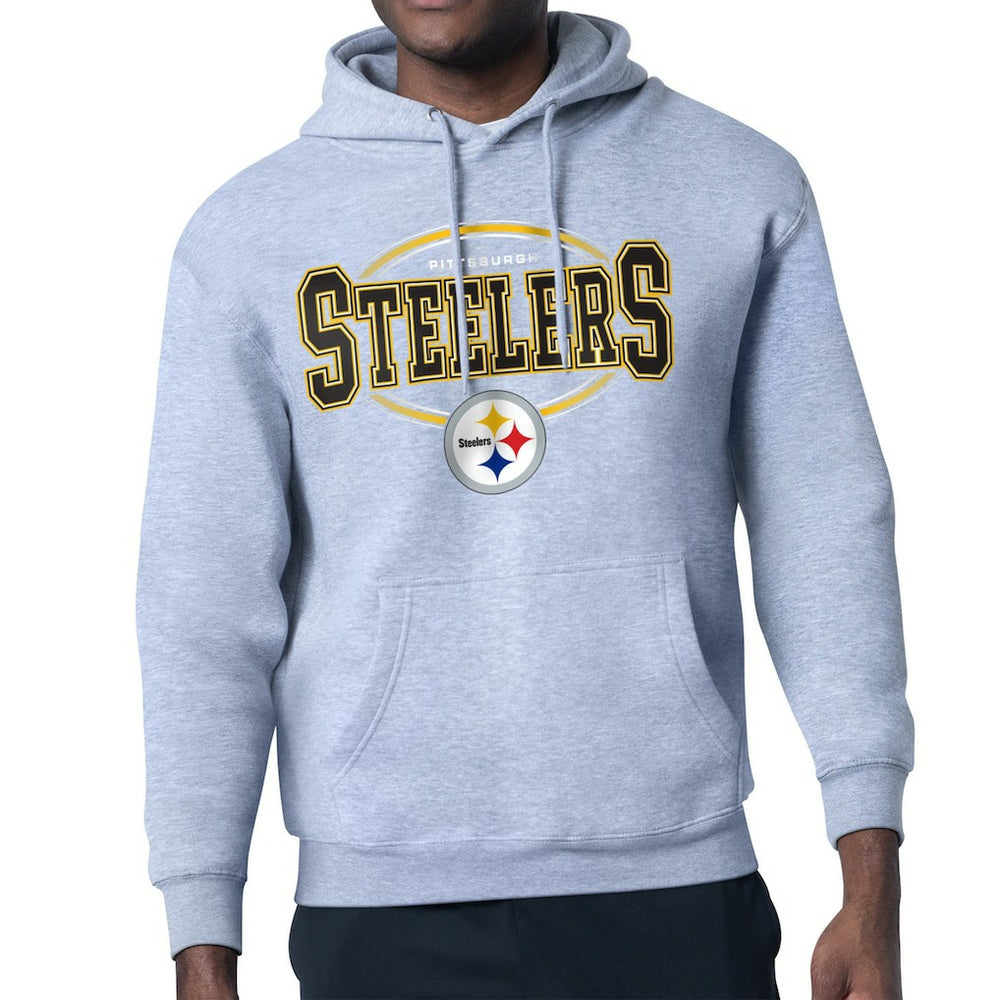 Pittsburgh Steelers Starter Team Track Graphic Pullover Hoodie - Heather Gray - NFL