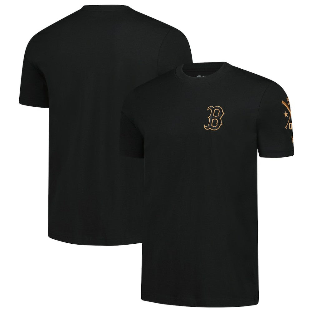Boston Red Sox New Era Bronze Logo with Cross Bats Established T-Shirt Sale