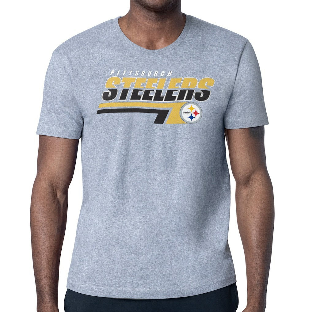 Pittsburgh Steelers Starter Logo Push Graphic T-Shirt - Heather Gray - NFL