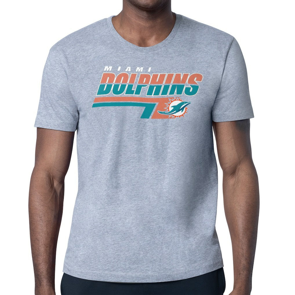 Miami Dolphins Starter Logo Push Graphic T-Shirt - Heather Gray - NFL