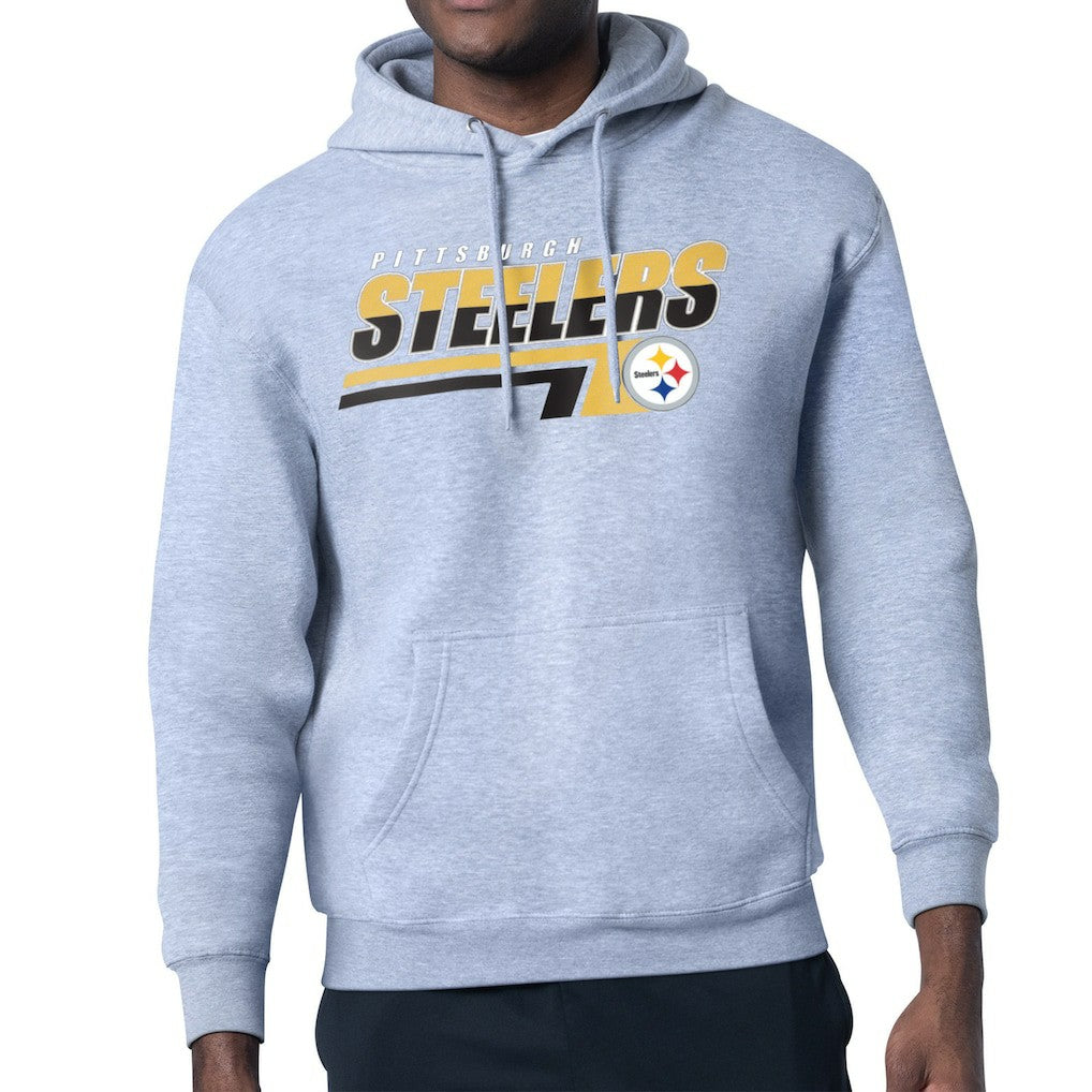 Pittsburgh Steelers Starter Logo Push Graphic Hoodie - Heather Gray - NFL