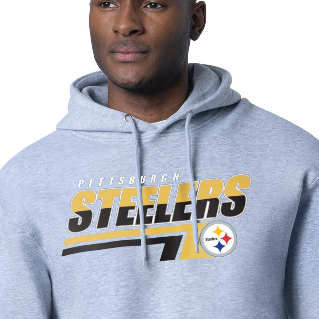 Pittsburgh Steelers Starter Logo Push Graphic Hoodie - Heather Gray - NFL