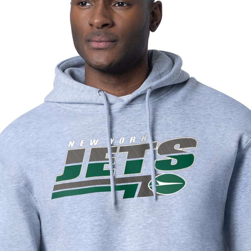 New York Jets Starter Logo Push Graphic Hoodie - Heather Gray - NFL