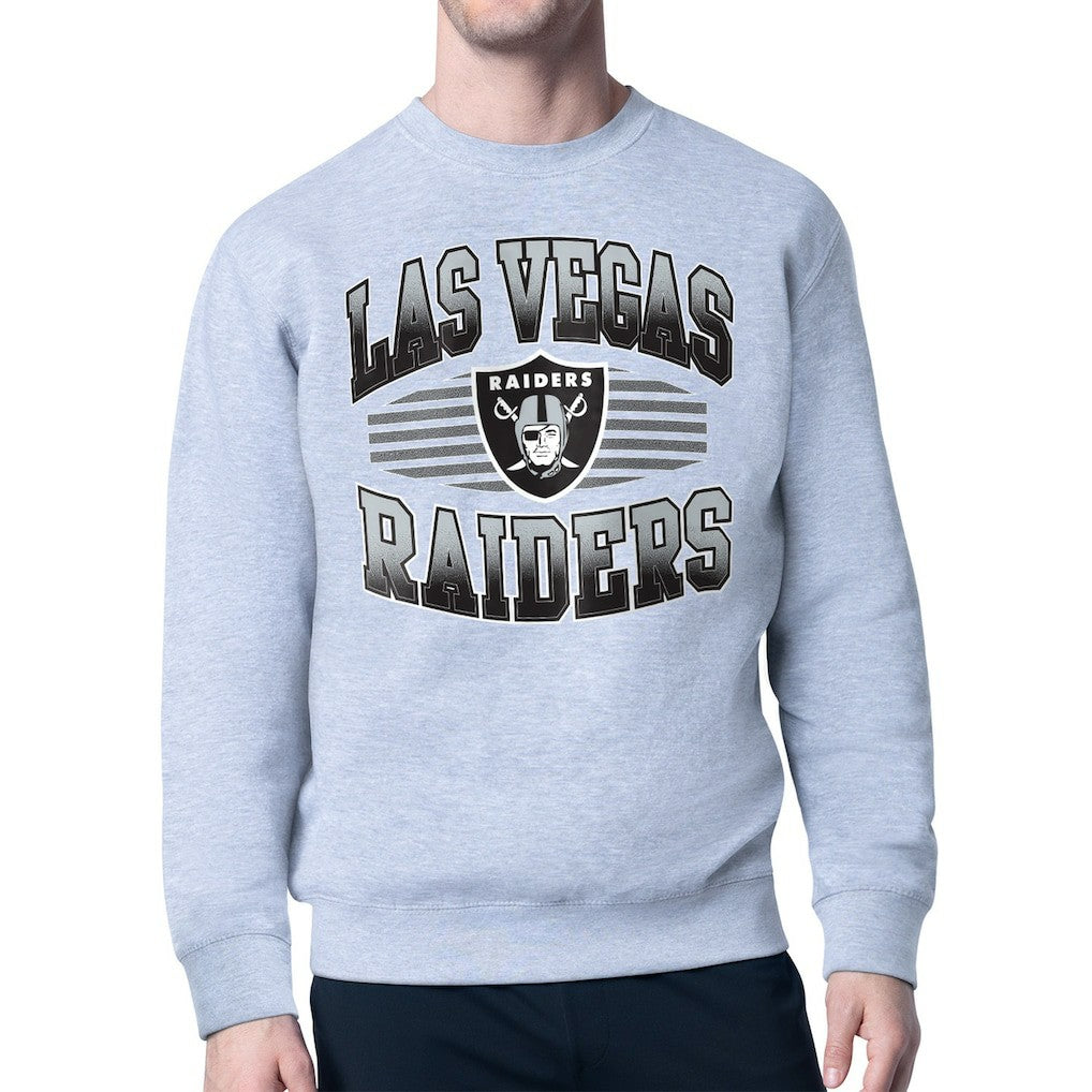 Las Vegas Raiders Starter Team Grit Graphic Fleece Pullover Sweatshirt - Heather Gray - NFL