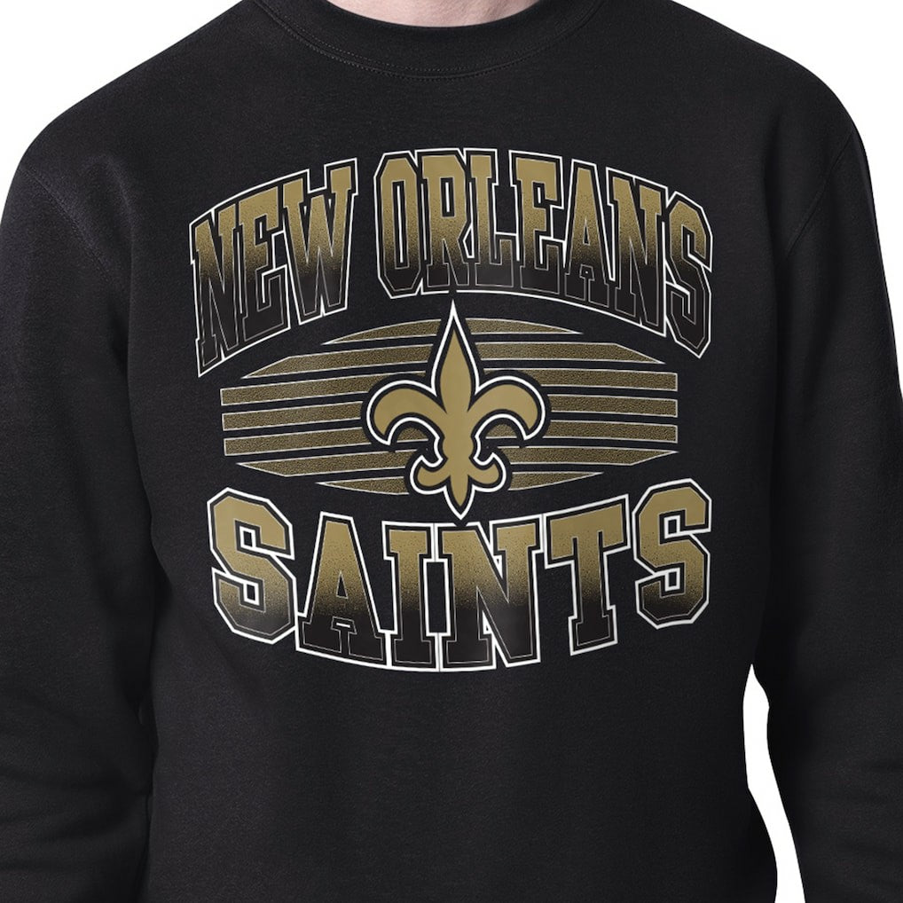 New Orleans Saints Starter Team Grit Graphic Fleece Pullover Sweatshirt - Black - NFL