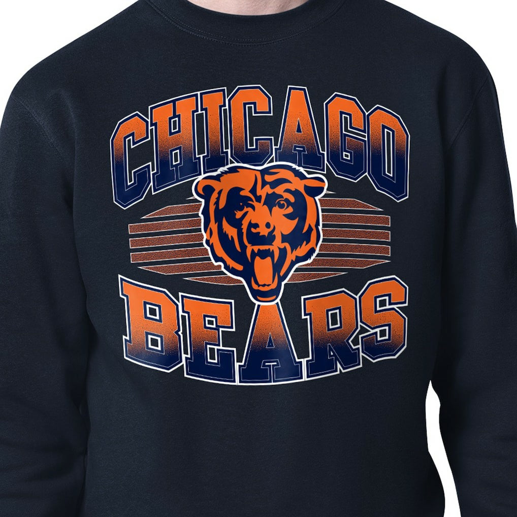Chicago Bears Starter Team Grit Graphic Fleece Pullover Sweatshirt - Navy - NFL