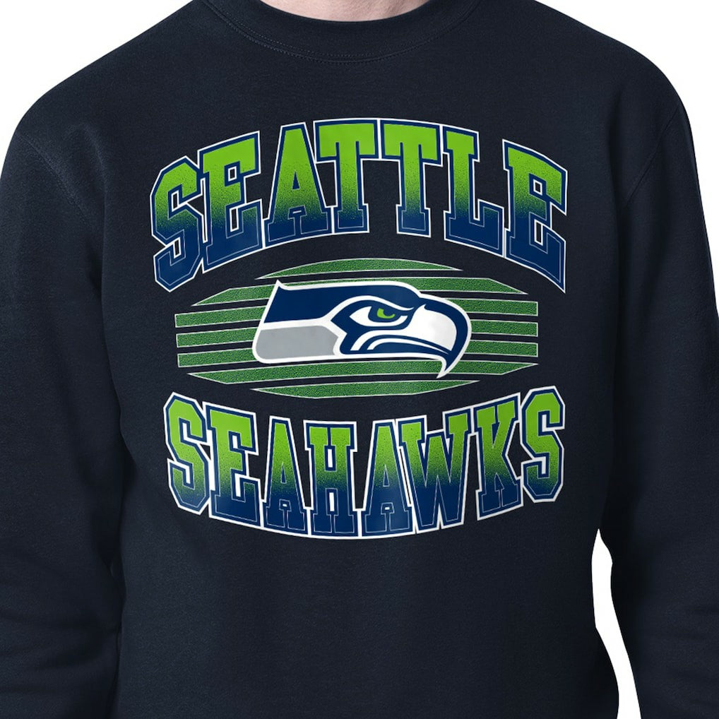 Seattle Seahawks Starter Team Grit Graphic Fleece Pullover Sweatshirt - College Navy - NFL