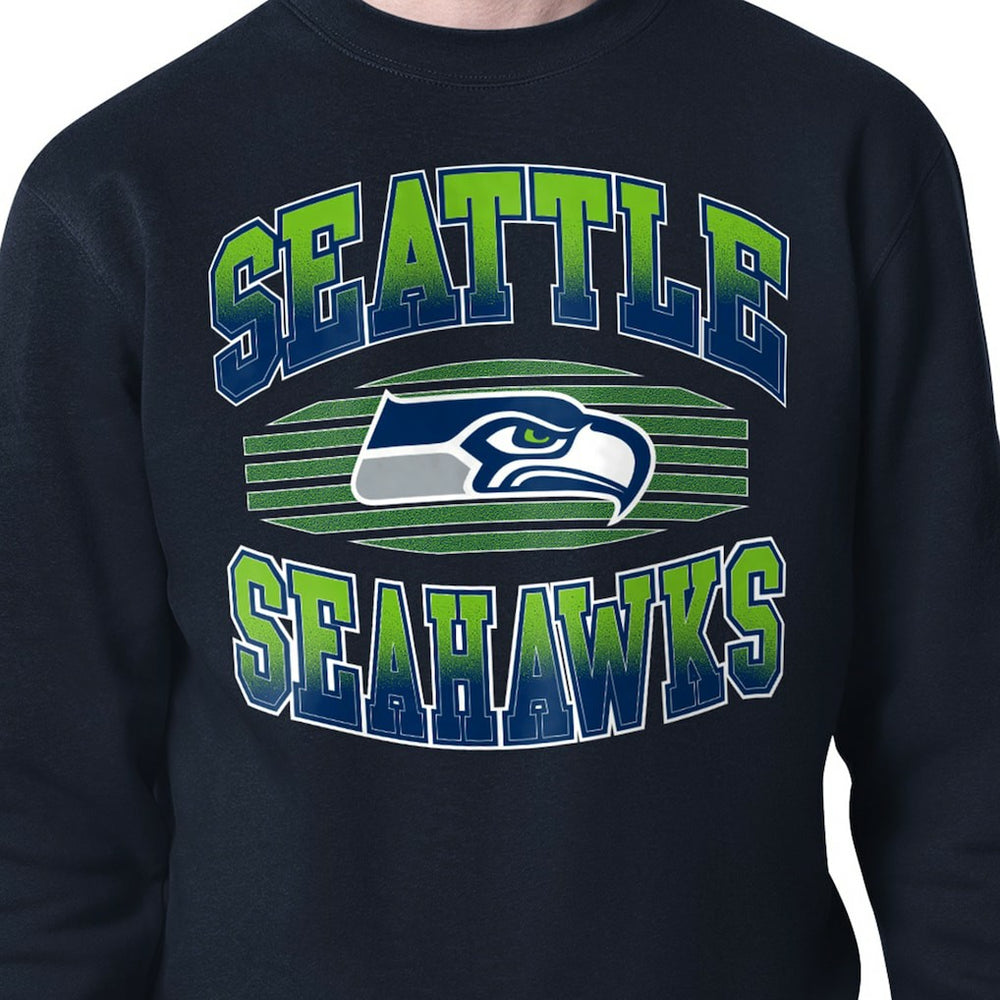 Seattle Seahawks Starter Team Grit Graphic Fleece Pullover Sweatshirt - College Navy - NFL
