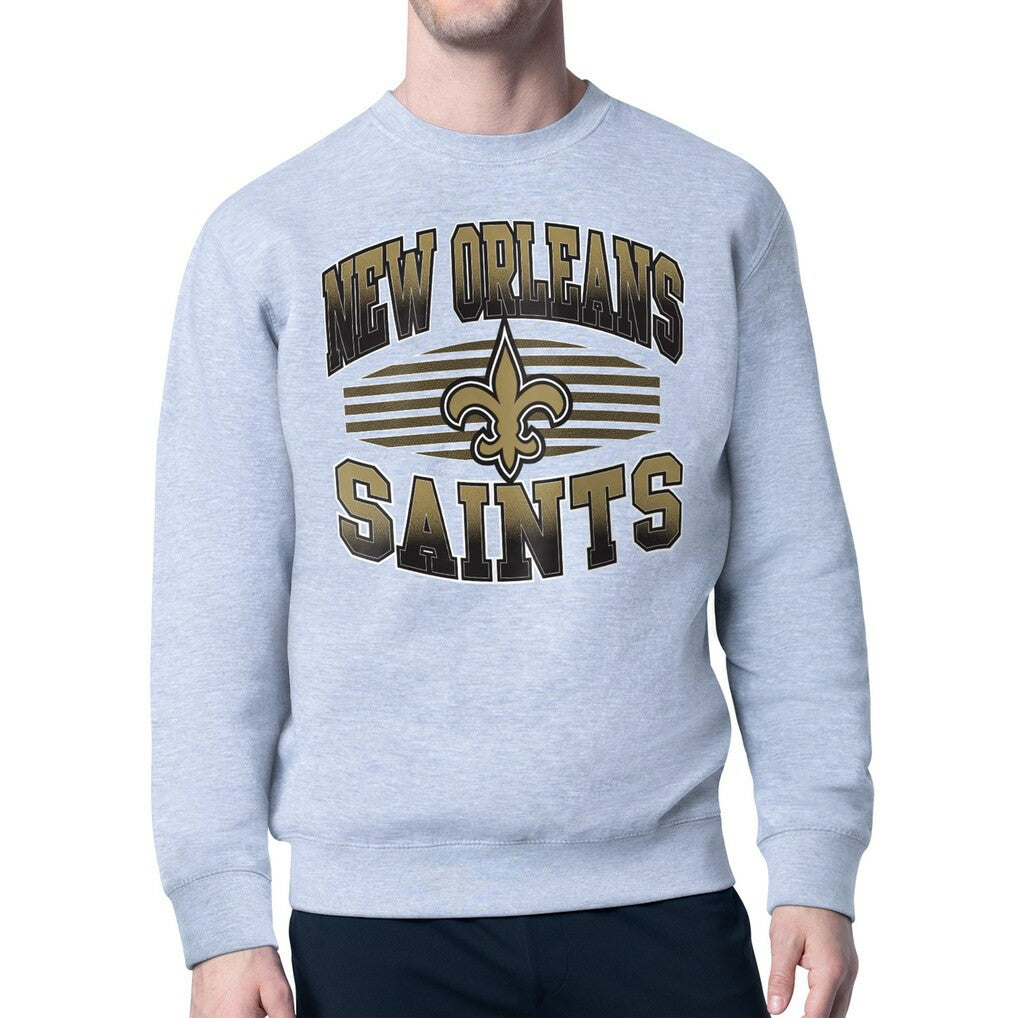 New Orleans Saints Starter Team Grit Graphic Fleece Pullover Sweatshirt - Heather Gray - NFL