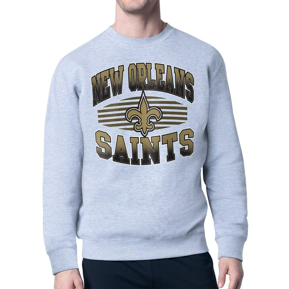 New Orleans Saints Starter Team Grit Graphic Fleece Pullover Sweatshirt - Heather Gray - NFL