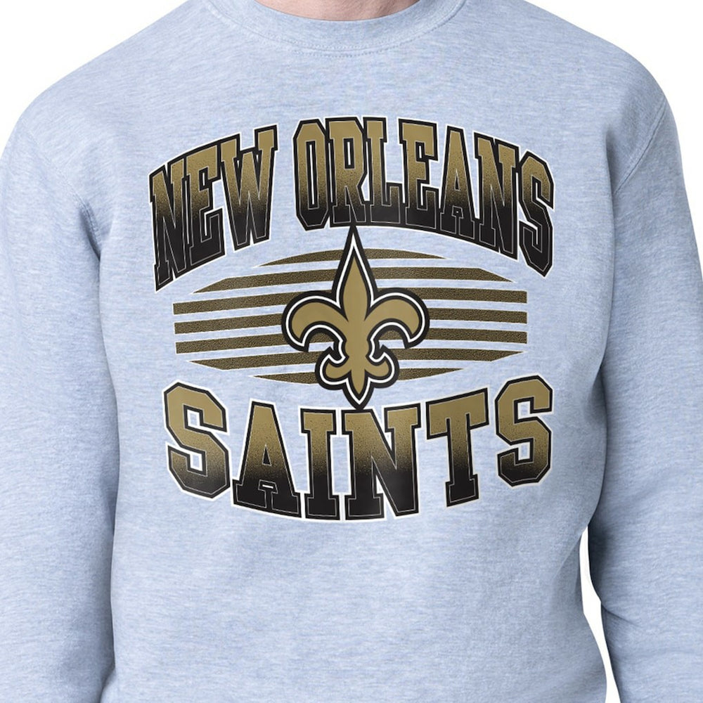 New Orleans Saints Starter Team Grit Graphic Fleece Pullover Sweatshirt - Heather Gray - NFL