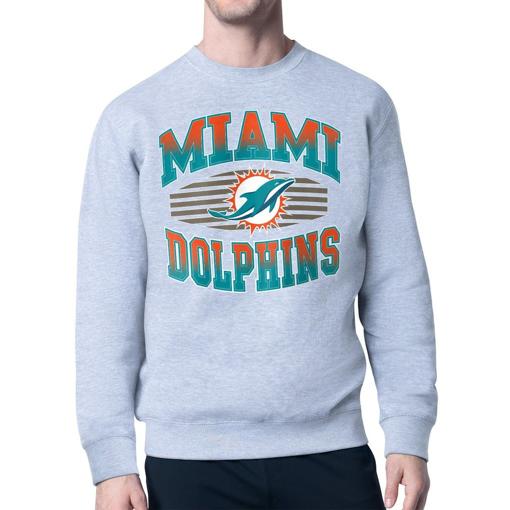 Miami Dolphins Starter Team Grit Graphic Fleece Pullover Sweatshirt - Heather Gray - NFL