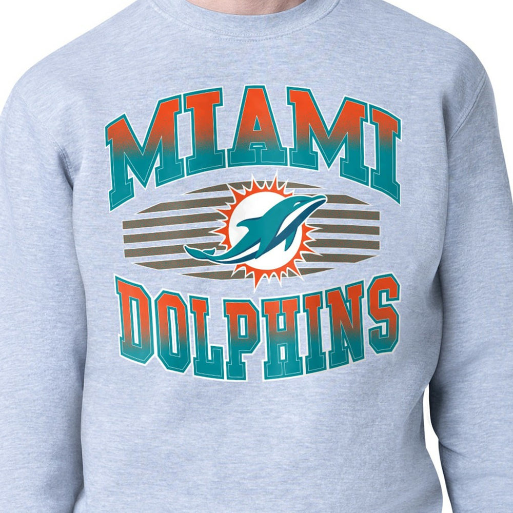 Miami Dolphins Starter Team Grit Graphic Fleece Pullover Sweatshirt - Heather Gray - NFL