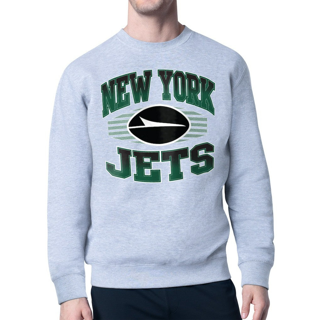 New York Jets Starter Team Grit Graphic Fleece Pullover Sweatshirt - Heather Gray - NFL