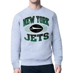 New York Jets Starter Team Grit Graphic Fleece Pullover Sweatshirt - Heather Gray - NFL