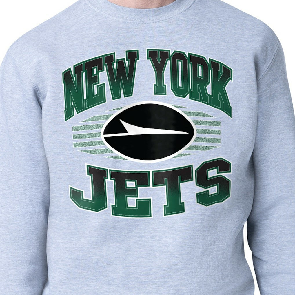 New York Jets Starter Team Grit Graphic Fleece Pullover Sweatshirt - Heather Gray - NFL
