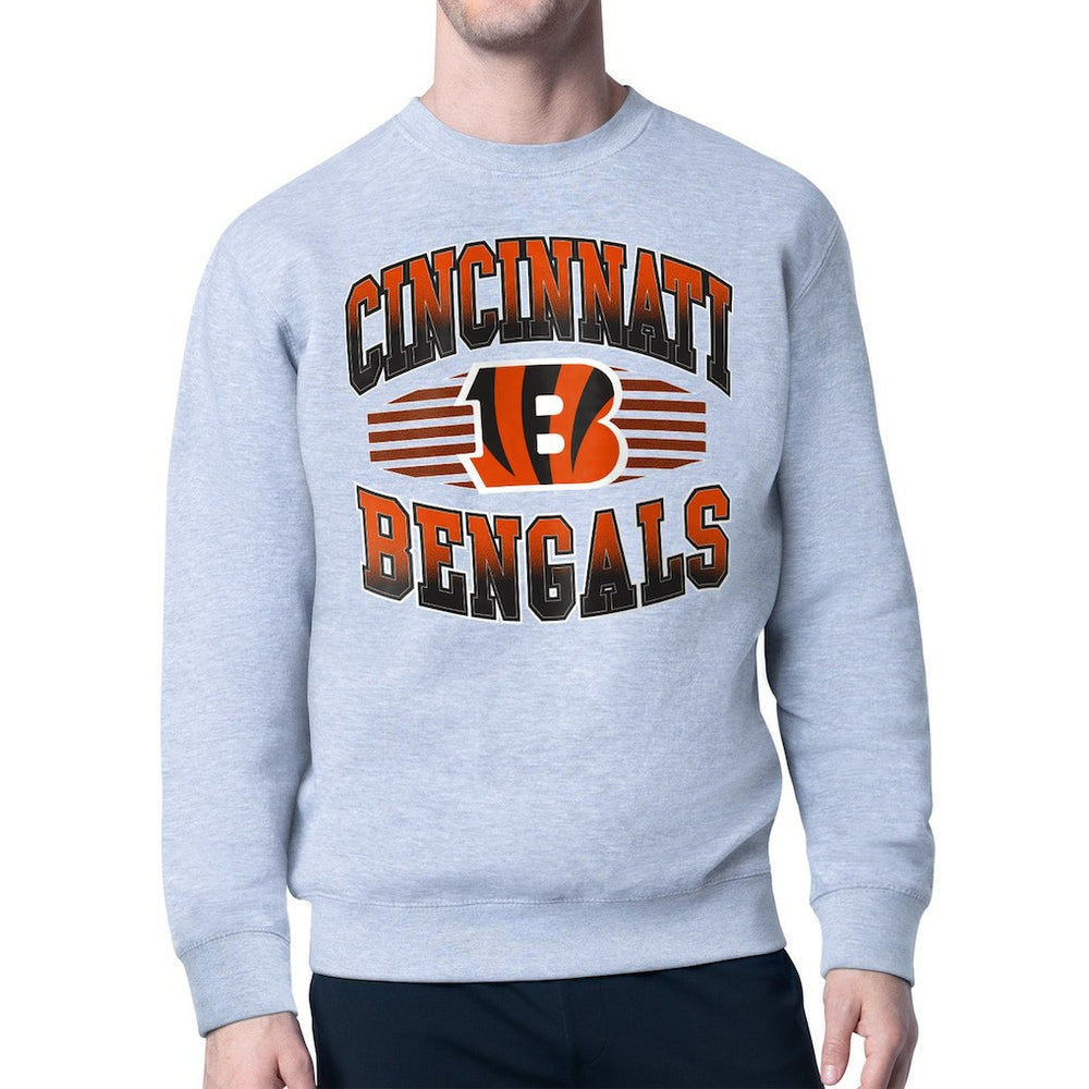 Cincinnati Bengals Starter Team Grit Graphic Fleece Pullover Sweatshirt - Heather Gray - NFL