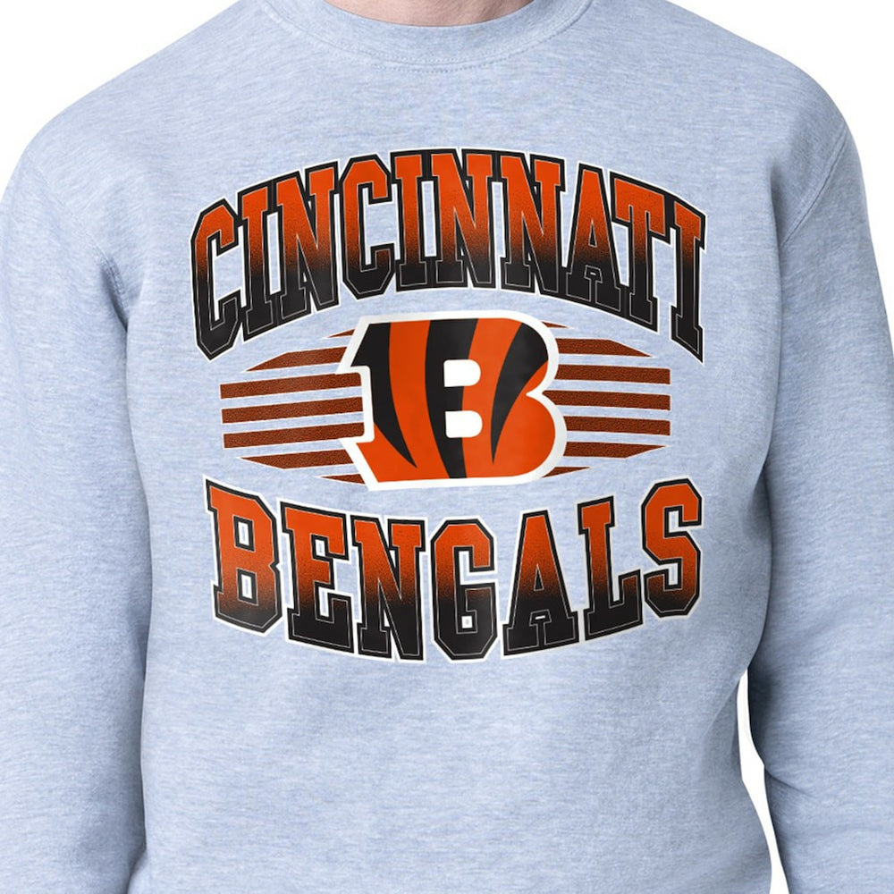 Cincinnati Bengals Starter Team Grit Graphic Fleece Pullover Sweatshirt - Heather Gray - NFL