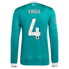 Adidas - Virgil van Dijk Liverpool 2025/26 Third Long Sleeve Player Jersey - Green