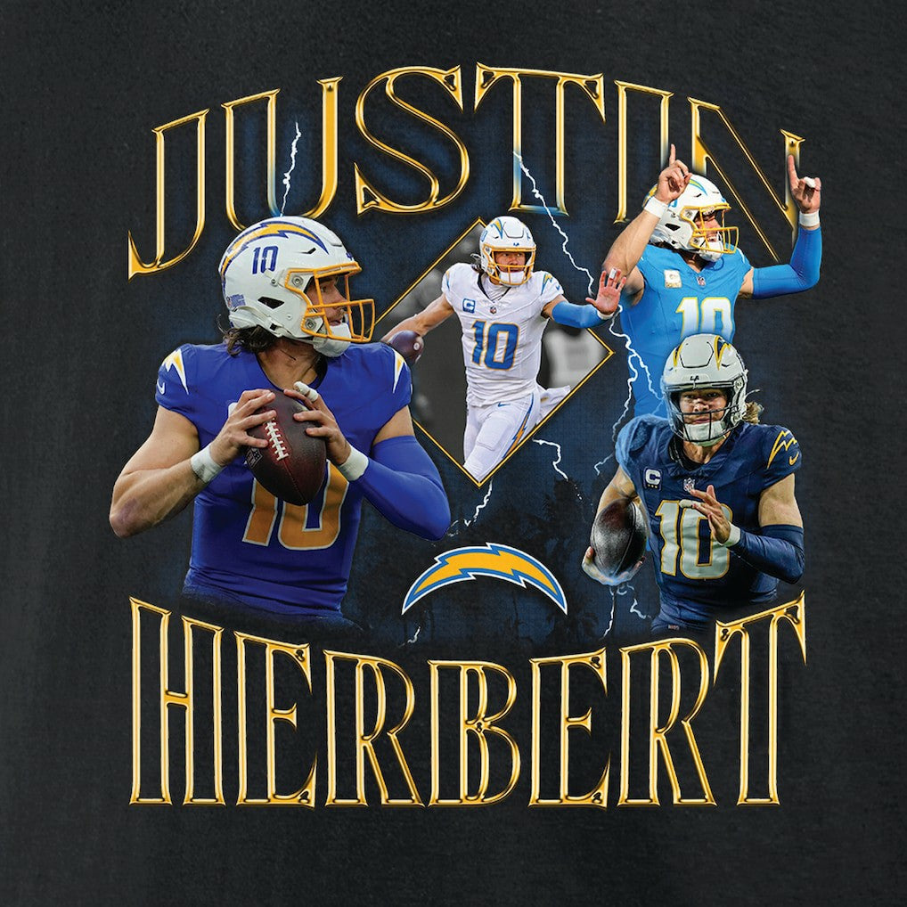 Justin Herbert Los Angeles Chargers Notorious Graphic T-Shirt - Black - NFL