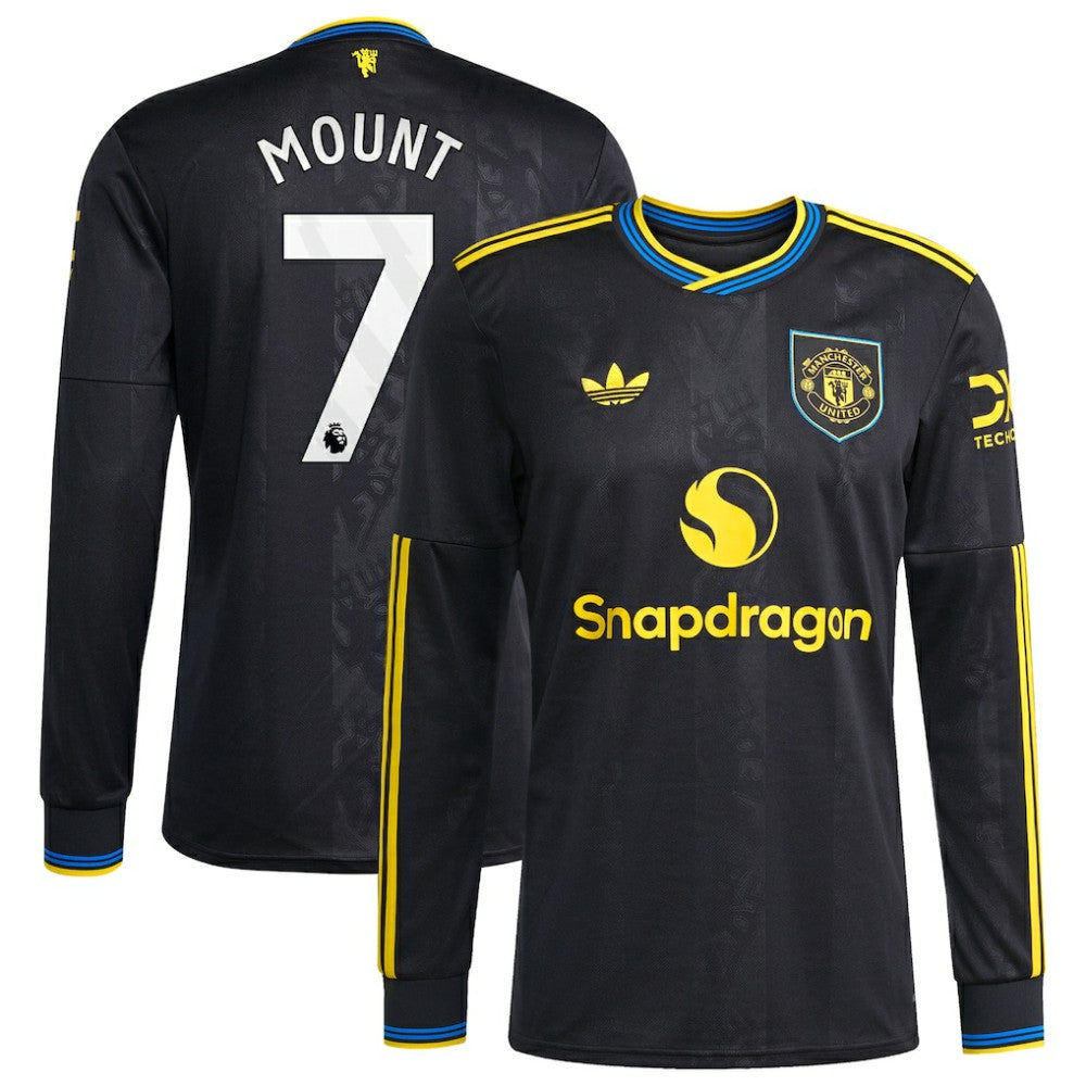 Adidas - Mason Mount Manchester United 2025/26 Third Replica Long Sleeve Player Jersey - Black