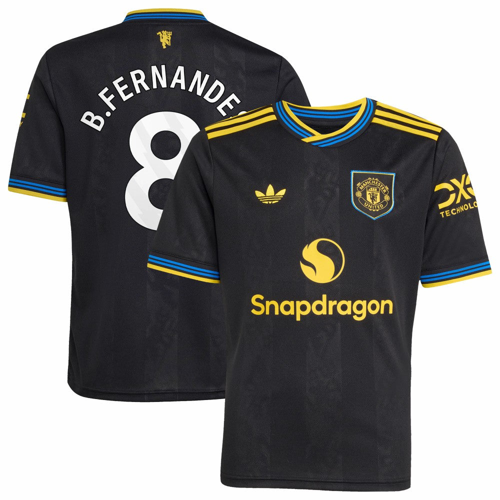 Adidas - Bruno Fernandes Manchester United Youth 2025/26 Third Replica Player Jersey - Black