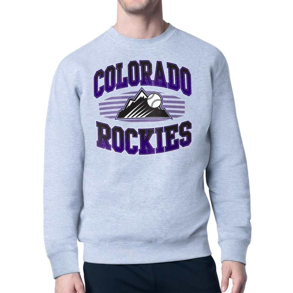 Colorado Rockies Starter Team Grit Graphic Fleece Pullover Sweatshirt Outlet