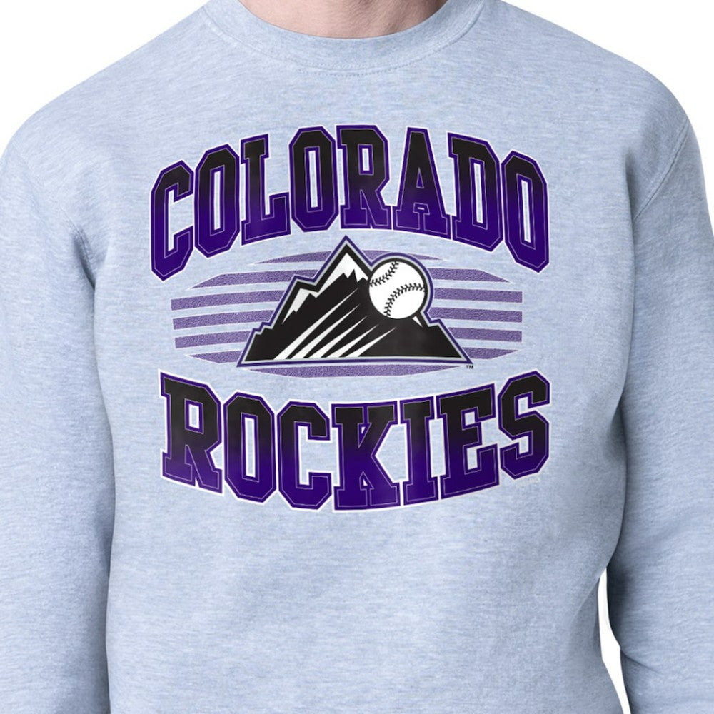 Colorado Rockies Starter Team Grit Graphic Fleece Pullover Sweatshirt Outlet