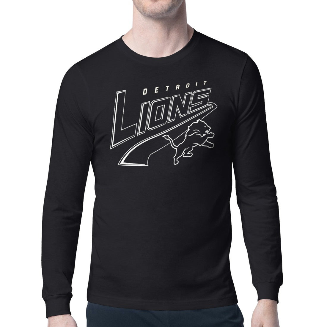 Detroit Lions Starter Modern Tailsweep Graphic Long Sleeve T-Shirt - Black - NFL
