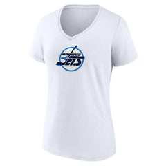 Winnipeg Jets Women's Primary Logo V-Neck T-Shirt - White | NHL on sale